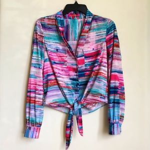 💐Button-down Tie-front Long Sleeve Blouse💐